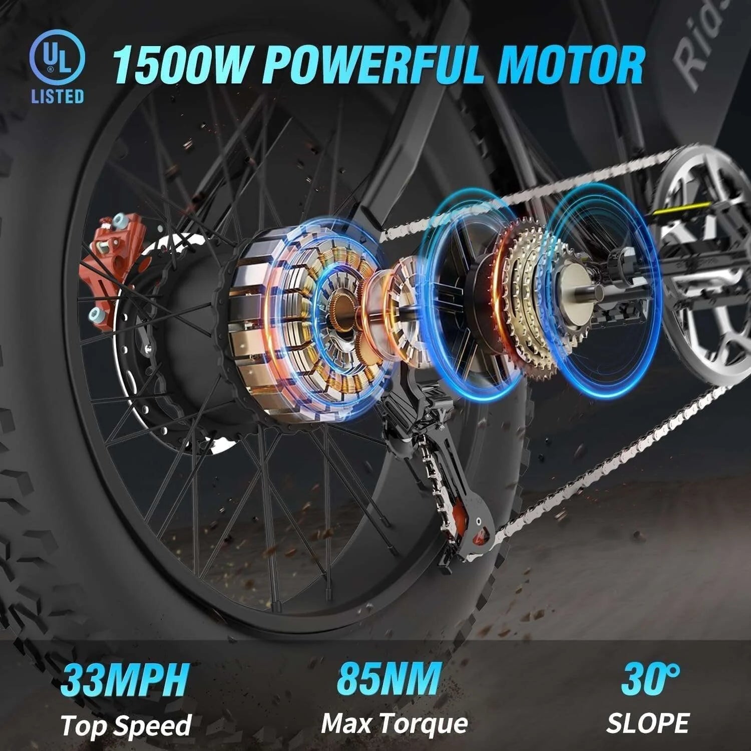 Ridstar Electric Bike for Adults 1500w 33mph,48v 20ah Electrics Bicycle,20″ Fat Tire,7-Speed Mountain Bikes Ul2849 image 2
