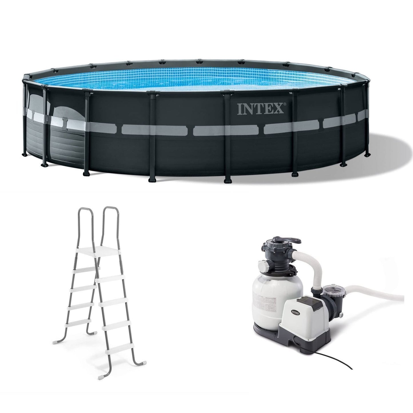 Intex Ultra XTR Frame 18′ x 52″ Above Ground Swimming Pool with Sand Filter Pump, Ladder, Cover, & Maintenance Accessory Kit with Vacuum and Skimmer image 11