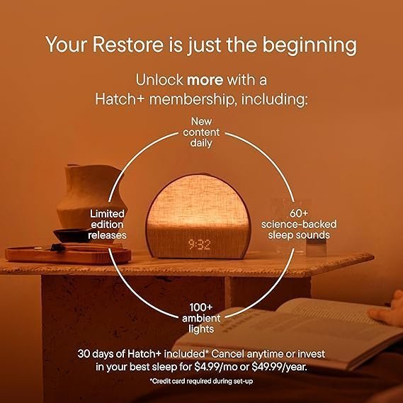 Hatch Restore 3 Sunrise Alarm Clock, Sound Machine, Smart Light (Putty) – White Noise, Screen-Free Sleep Routine image 4