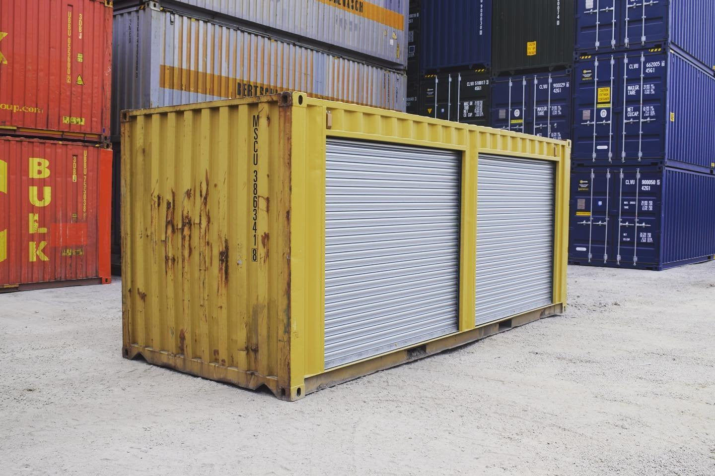 Yellow 20ft Container – Dual Side Roll-Up Doors image 1