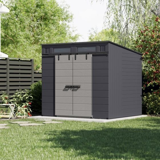 Suncast Modernist® 8 ft. x 7 ft. Dual Barn Door Storage Shed image 0