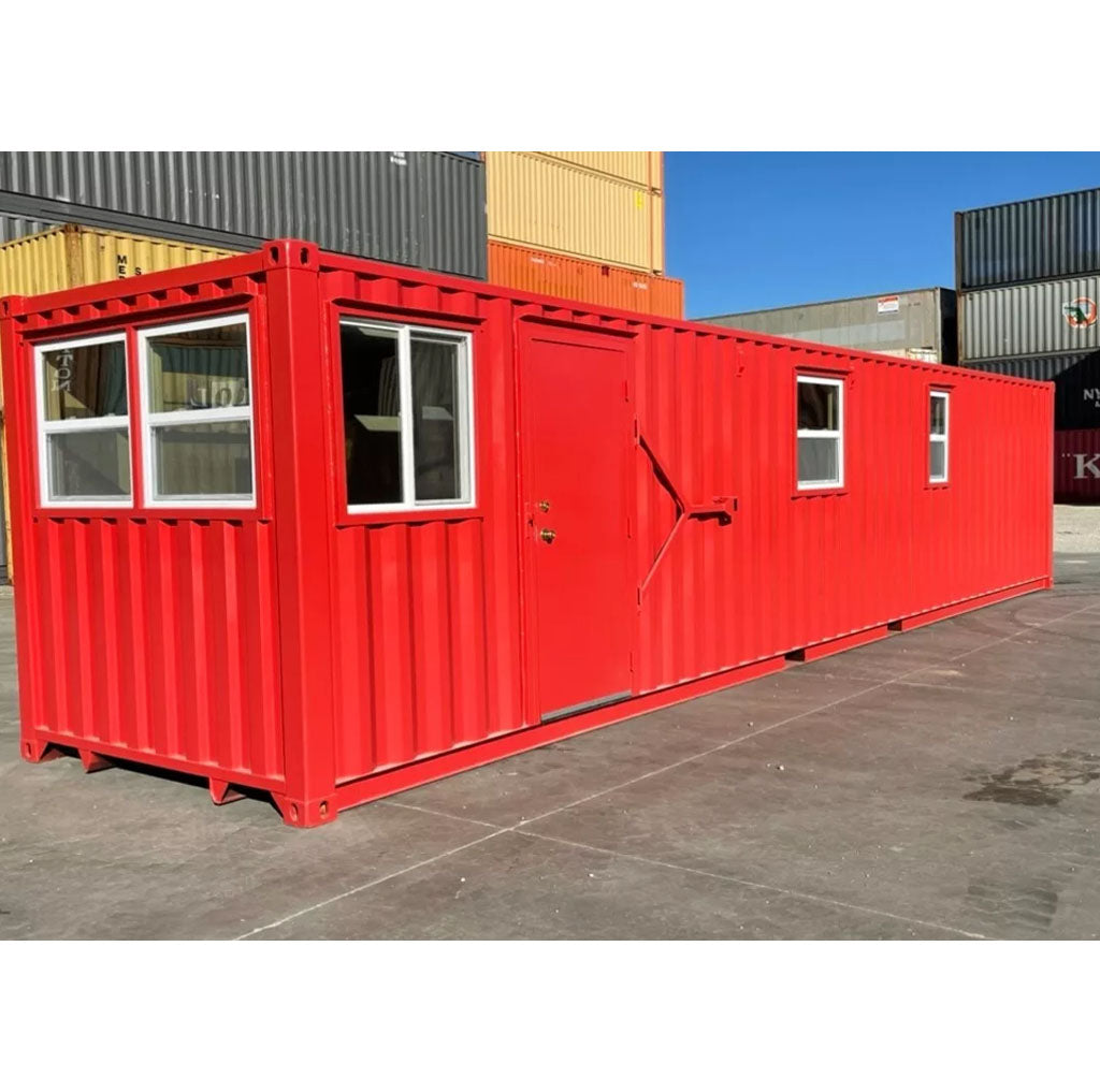 40FT Modified Shipping Container Office – 800 Sq Ft, Red, w/ Bathroom & Storage image 5
