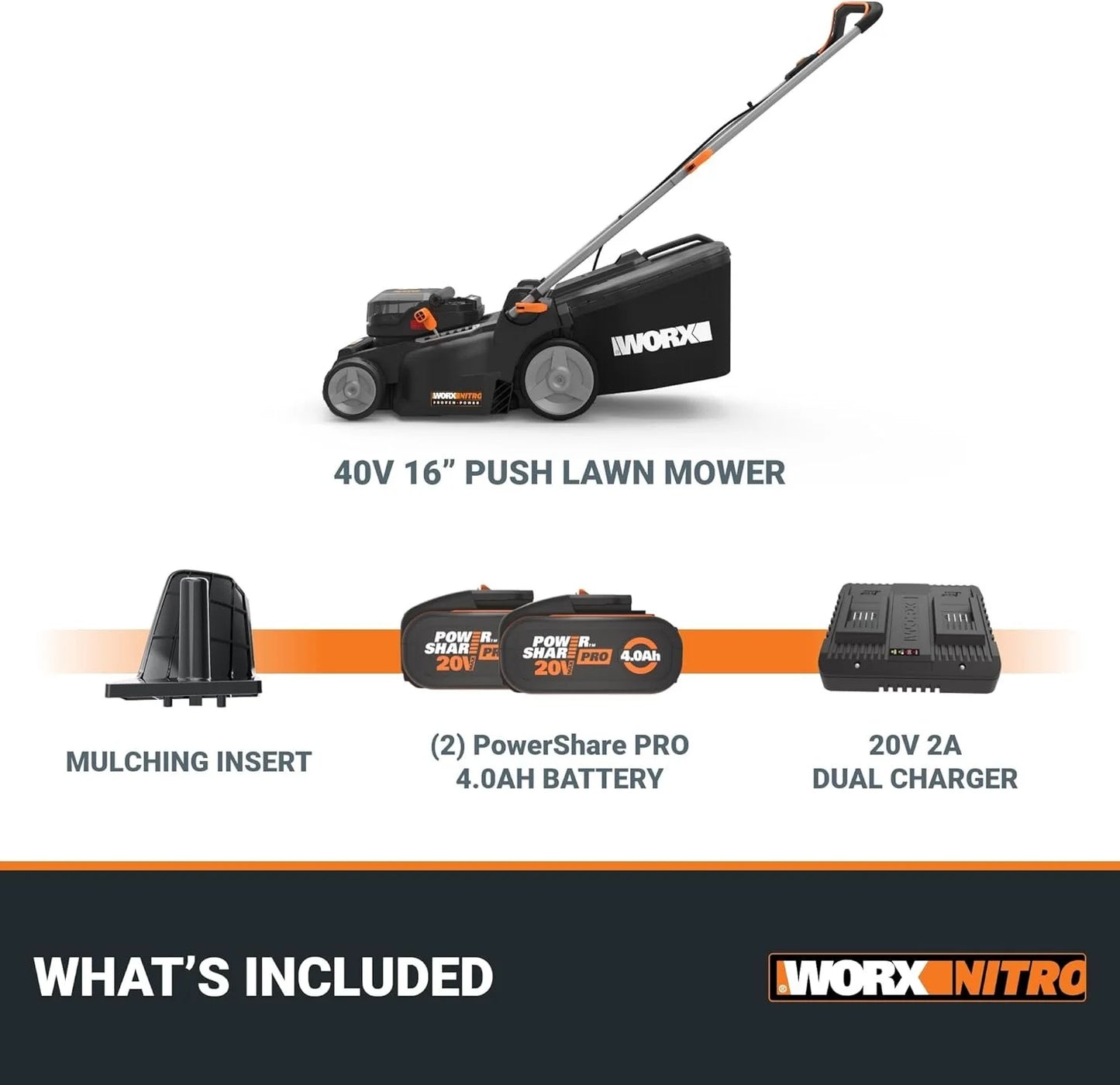 WORX Nitro 40V 16″ Cordless Lawn Mowers w/Brushless Motor 2.0 & Intellicut. image 4