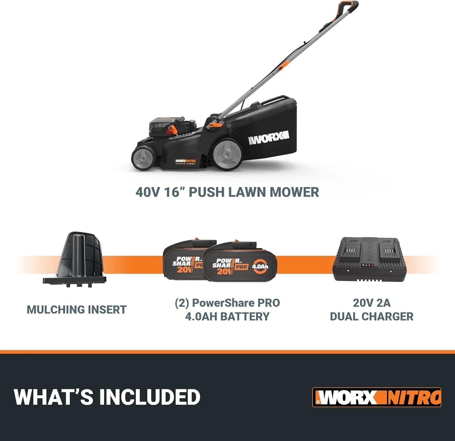 WORX Nitro 40V 16″ Cordless Lawn Mowers w/Brushless Motor 2.0 & Intellicut. image 4