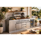 Big Horn 6-Burner Propane Gas Grill Island with Outdoor Rated Refrigerator image 0