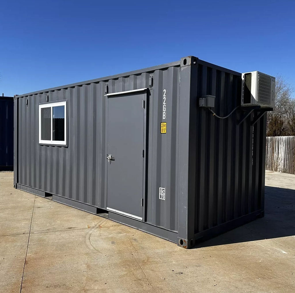 20 ft 20’ Slate Gray Shiplap 120V Shipping Container Office Minisplit image 1