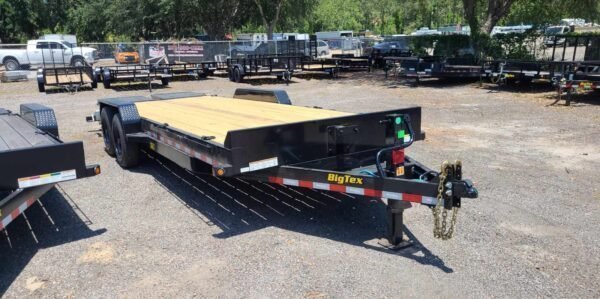 22 Foot Big Tex Super Duty Tandem Axle with Mega Ramp Black Equipment Trailer (16ET-19BK+3MR) image 1