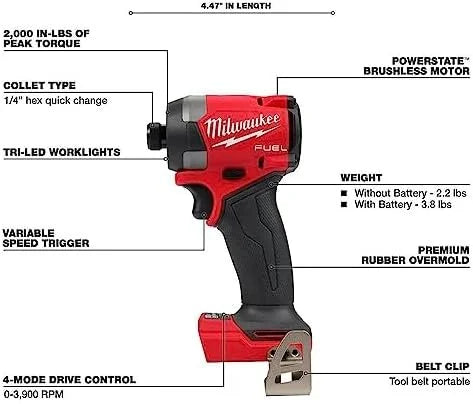 Milwaukee M18 FUEL 18V Lithium-Ion Brushless Cordless Combo Kit with Two 5.0 Ah Batteries, 1 Charger, 2 Tool Bags (7-Tool) image 1