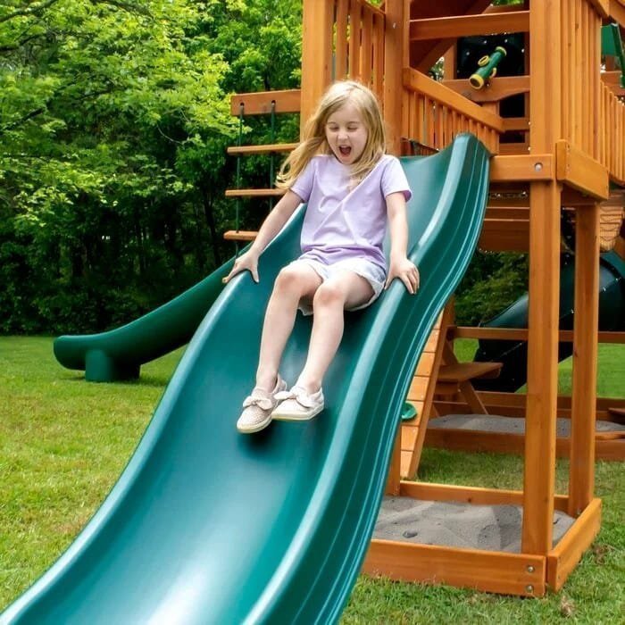 Treasure Trove II Swing Set /Tongue and Groove Wood Roof image 1