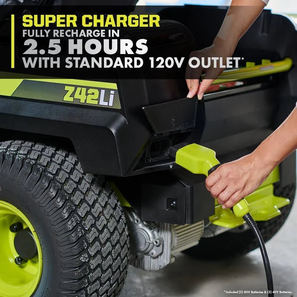 RYOBI 80V HP Brushless 42 in. Battery Electric Cordless Zero Turn Riding Mower Batteries and Charger 80V Batteries 40V image 2