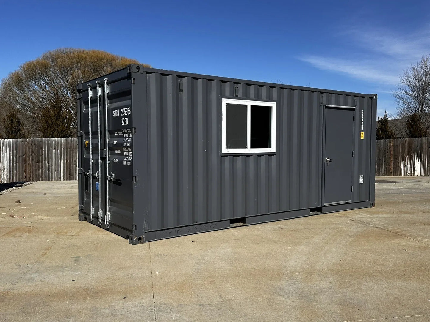 20ft 20’ Slate Gray Shiplap 120V Shipping Container Office Mini Split image 1