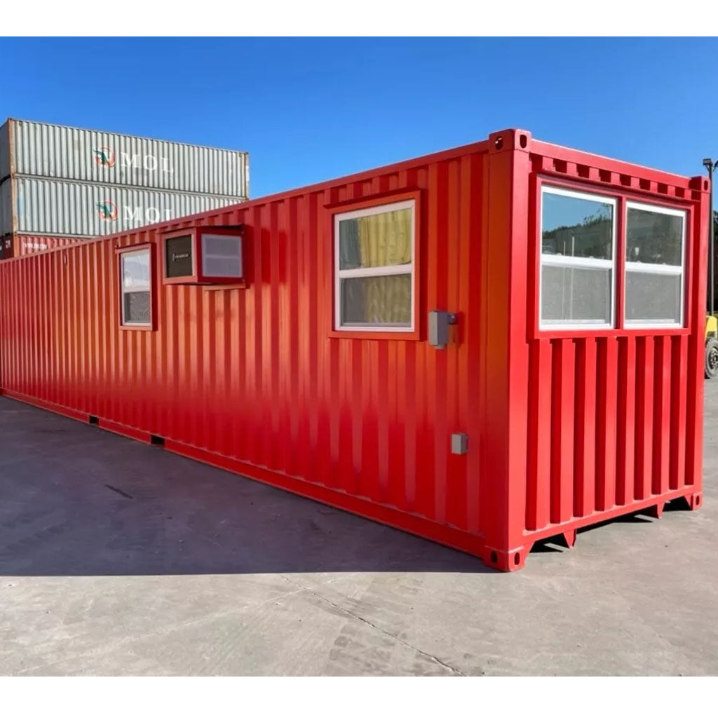40FT Modified Shipping Container Office – 800 Sq Ft, Red, w/ Bathroom & Storage image 0