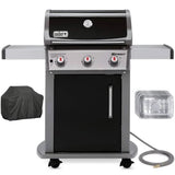 Weber 47510001 Spirit E-310 3-Burner Natural GAS Black Bundle with Generic Grill Cover Barbecue Drip Pans Set of 3 image 0