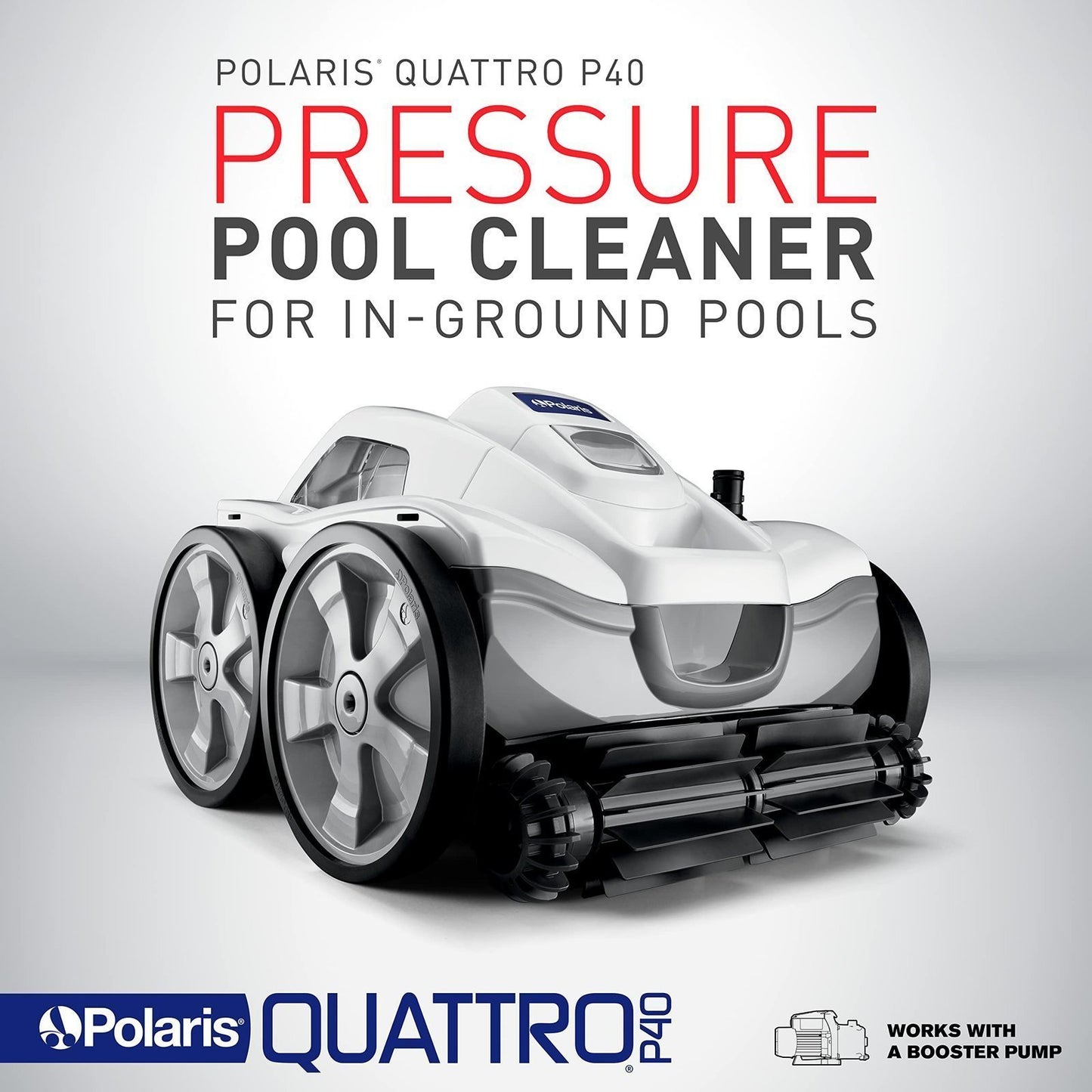 Polaris Quattro P40 Pressure Side Pool Cleaner for All In-Ground Pool Surfaces, Large-Capacity Dual Filtration Canister, 31′ Hose & Transparent Lid to View Debris image 4