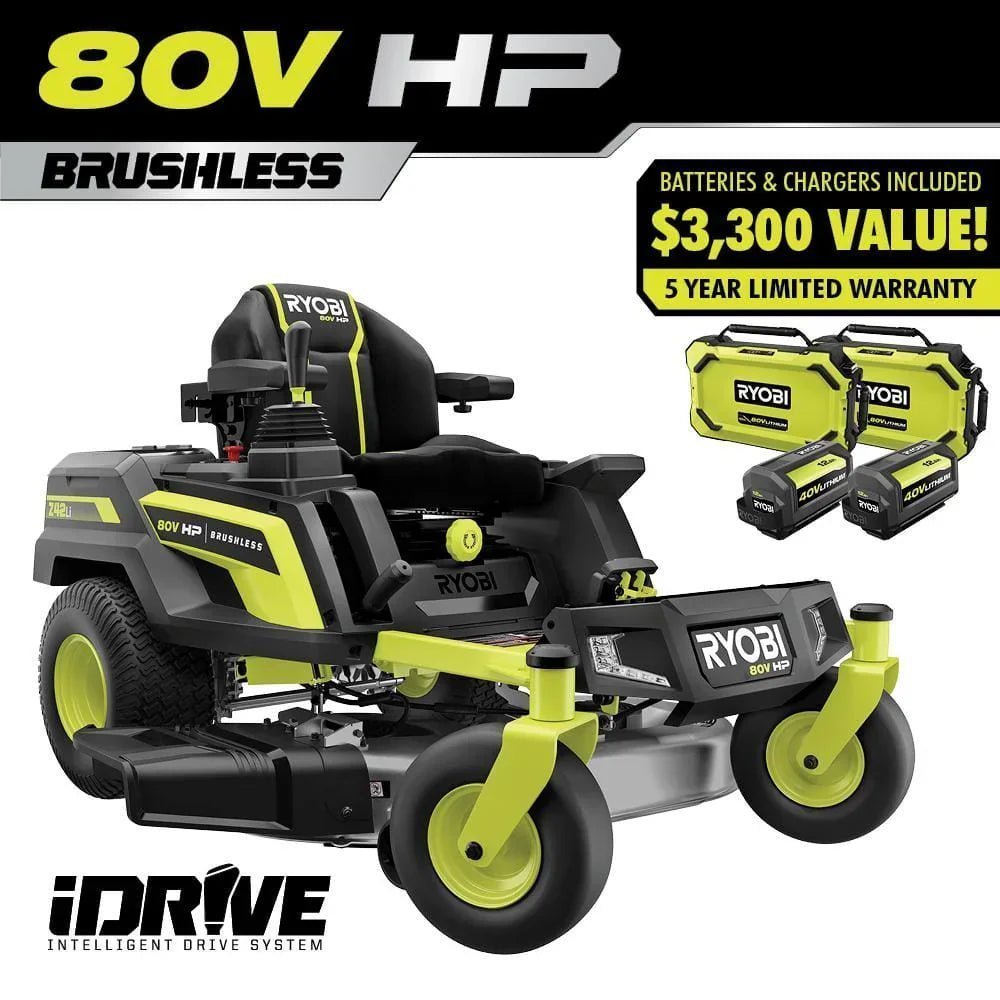 RYOBI 80V HP Brushless 42 in. Battery Electric Cordless Zero Turn Riding Mower Batteries and Charger 80V Batteries 40V image 15