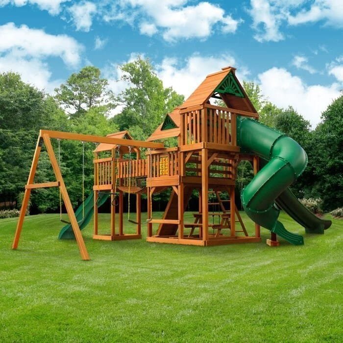 Treasure Trove II Swing Set /Tongue and Groove Wood Roof image 0