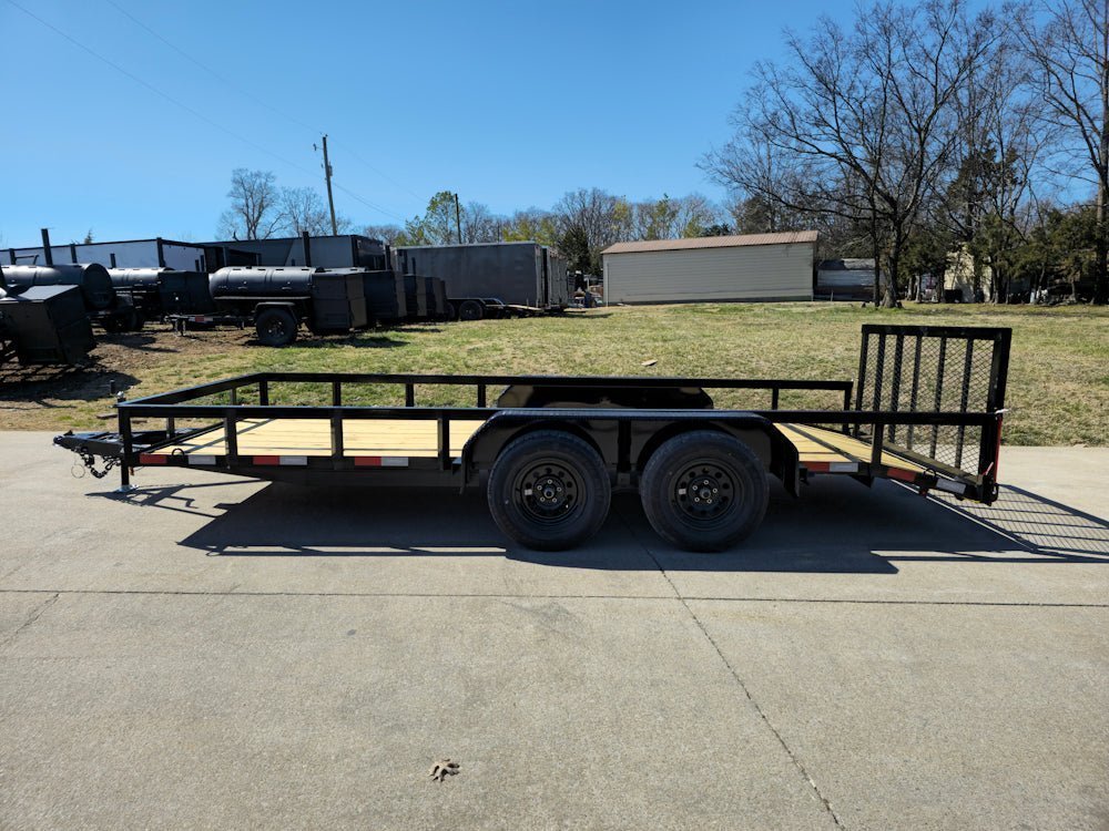 6’4″ x 16 Utility Trailer Double Axle Dovetail With Gate Powder Coated (2) 3500lb Axles image 1