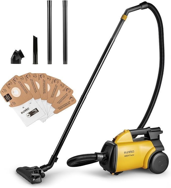 Eureka 3670M Canister Cleaner, Lightweight Powerful Vacuum for Carpets and Hard floors, w/ 5bags,Yellow image 0