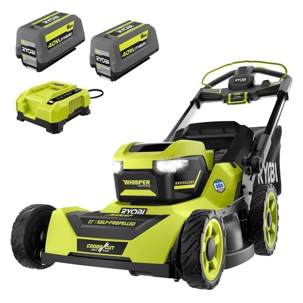 RYOBI 40v Hp brushless 21″ self-propelled AWD dual-blade mower kit image 0