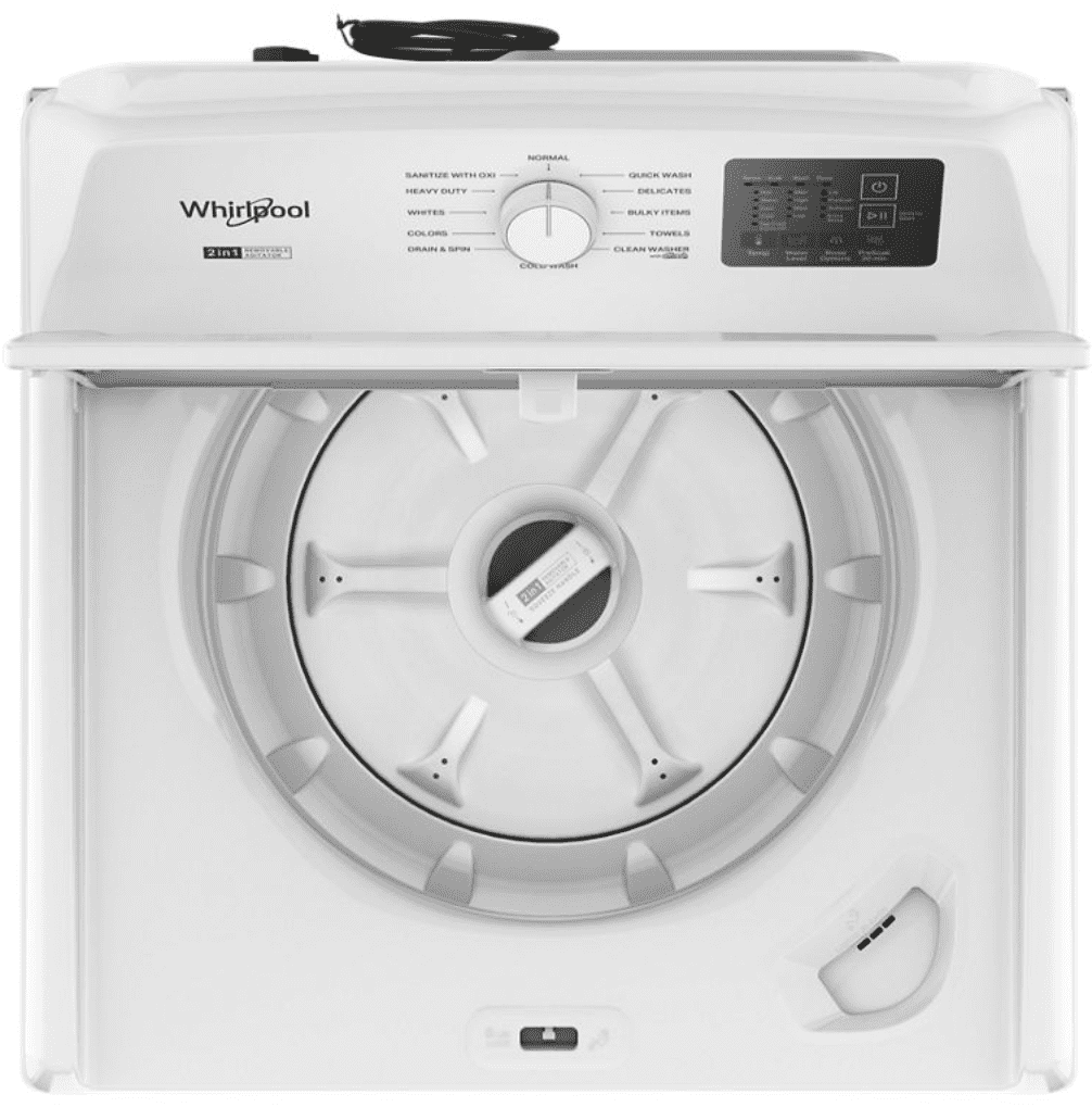 Whirlpool WTW4107SW 4.2 – 4.3 Cu. Ft Top Load Washer with 2-in-1 Removable Agitator, White image 5