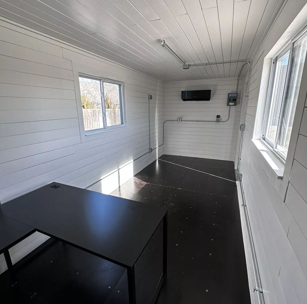 20 ft 20’ Slate Gray Shiplap 120V Shipping Container Office Minisplit image 4