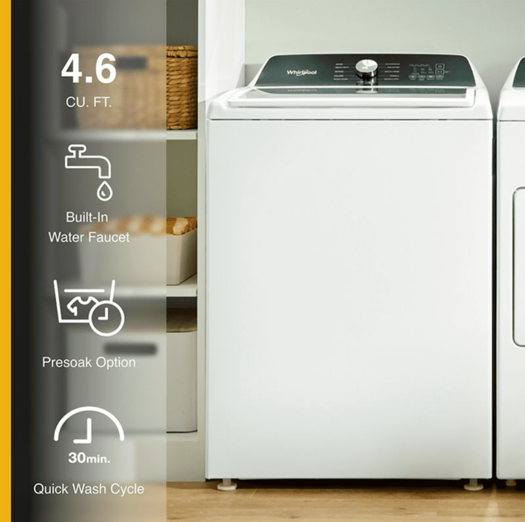 Whirlpool WTW5025SW 4.5 Cu. Ft. Top Load Washer, Built-In Faucet, Agitator image 3