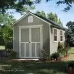 Installed Meridian 8 ft. x 10 ft. Wood Storage Shed with Autumn Brown Shingles image 1