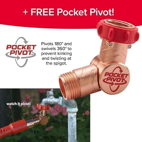 Pocket Hose 100 FT Copper Head Expandable Garden Hose with Pocket Pivot, No Tangles, AS SEEN ON TV, 360° Swivel, Tri-Tex Tubing, Force Field Jacket, Lead-Free, No-Kink, Anti-Burst w/APT image 1