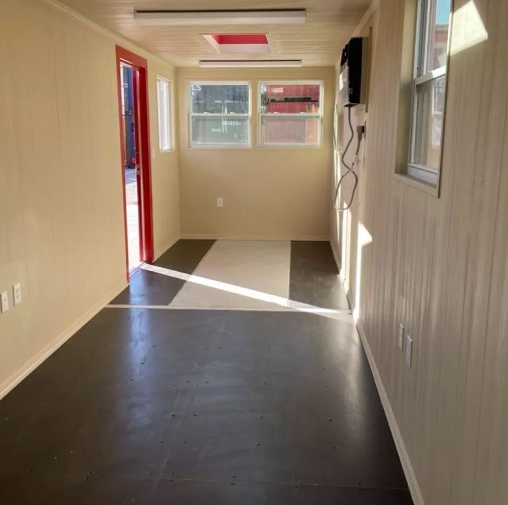 40FT Modified Shipping Container Office – 800 Sq Ft, Red, w/ Bathroom & Storage image 1