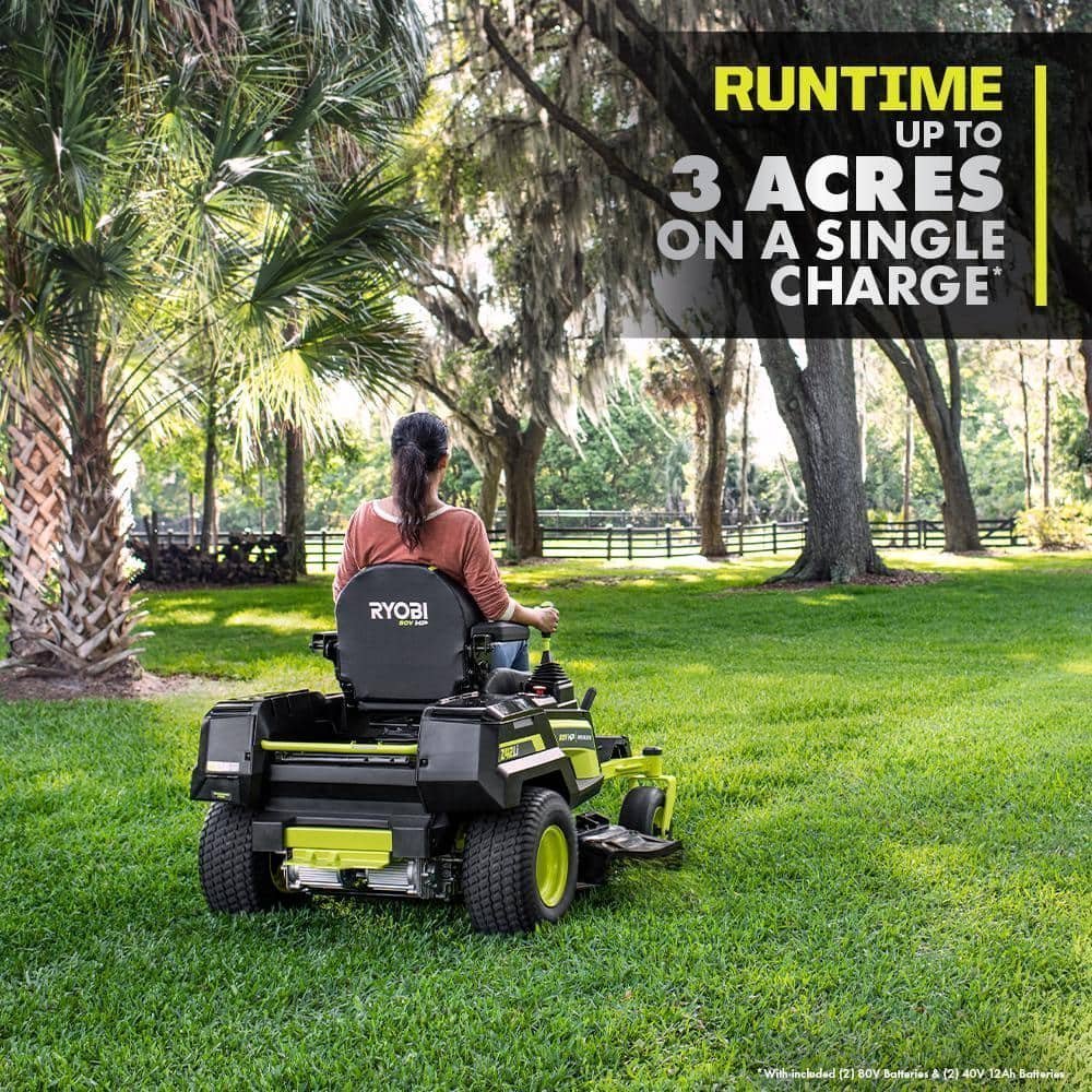 RYOBI 80V HP Brushless 42 in. Battery Electric Cordless Zero Turn Riding Mower Batteries and Charger 80V Batteries 40V image 8