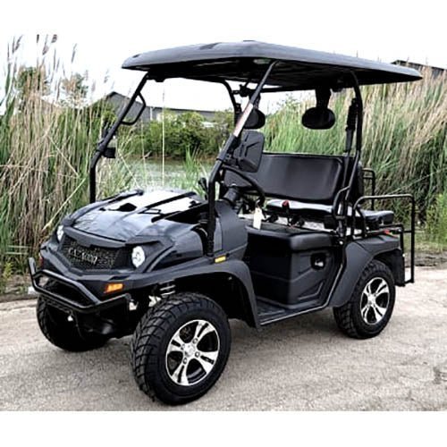 New Gas Golf Cart UTV Hybrid Big Hammer 200 GVX Side by Side UTV With Custom Rims/Tires – Black image 0