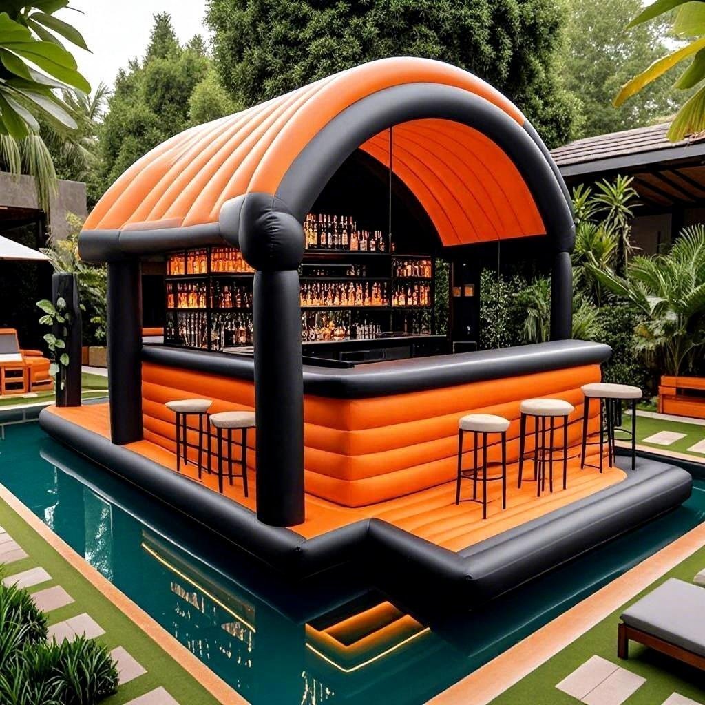 Family Party Backyard Inflatable Pool Bar Water Floating Bar Tent House Combo Swimming Pool Blow up Water Pool Bars For Outdoor yijia image 3