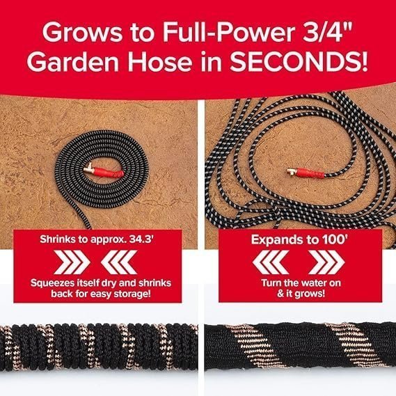 Pocket Hose 100 FT Copper Head Expandable Garden Hose with Pocket Pivot, No Tangles, AS SEEN ON TV, 360° Swivel, Tri-Tex Tubing, Force Field Jacket, Lead-Free, No-Kink, Anti-Burst w/APT image 3