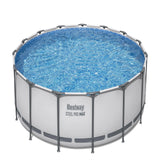Bestway Steel Pro MAX 10 Foot x 30 Inch Round Metal Frame Above Ground Outdoor Backyard Swimming Pool Set with 330 GPH Filter Pumps image 0