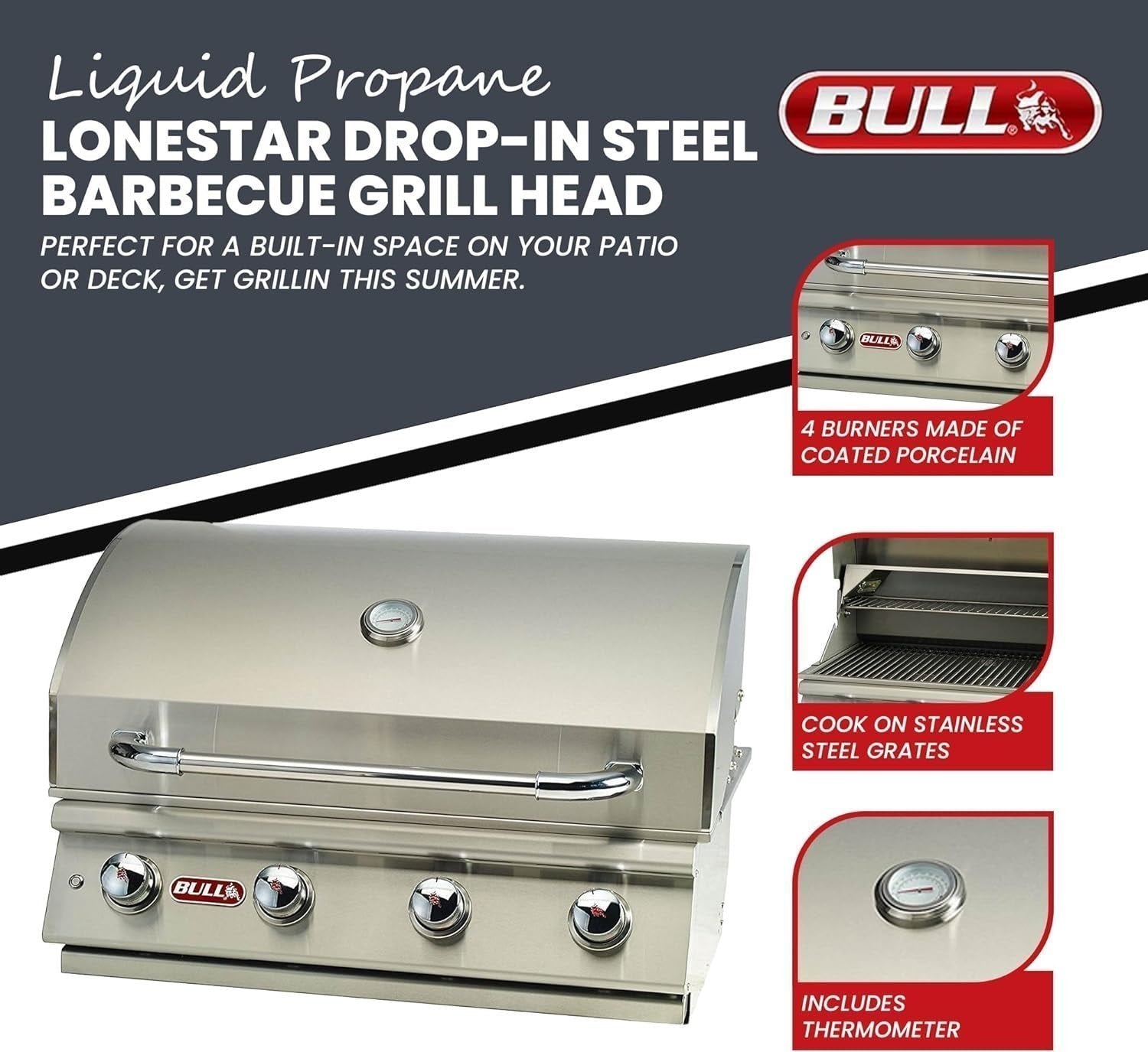Bull 30″ Lonestar Select Stainless Steel Drop-In Grill image 4