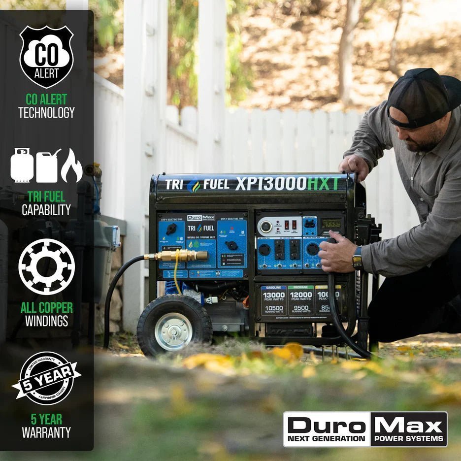 DuroMax XP13000HXT 13,000 Watt Electric Start Tri-Fuel Portable Generator w/ CO Alert image 8