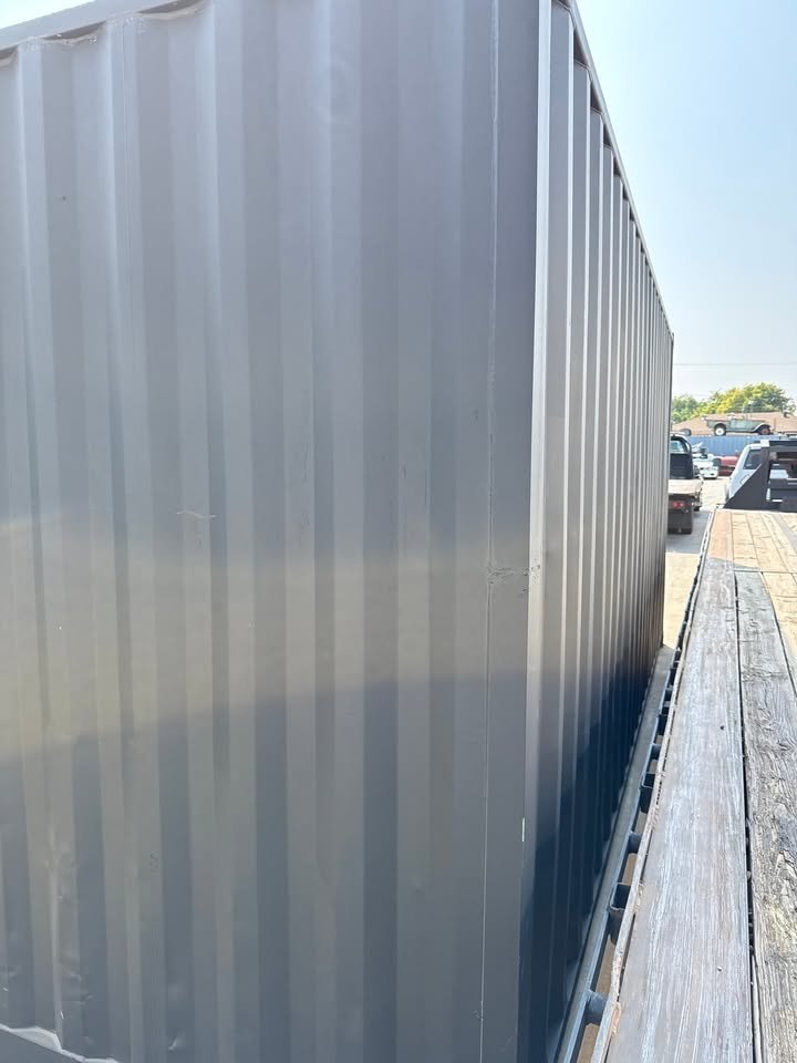 20ft Shipping Container – Matte Black w/ 12’ Side Roll-Up Door image 3