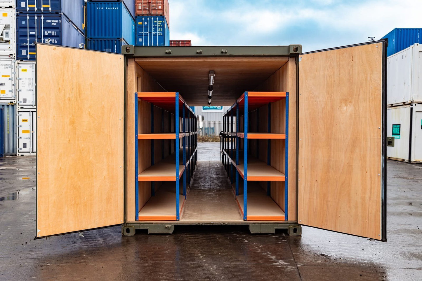 40ft Tunnel Container – Fully Shelved Mobile Workshop image 0
