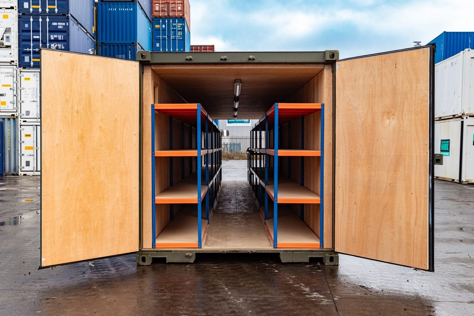 40ft Tunnel Container – Fully Shelved Mobile Workshop image 0