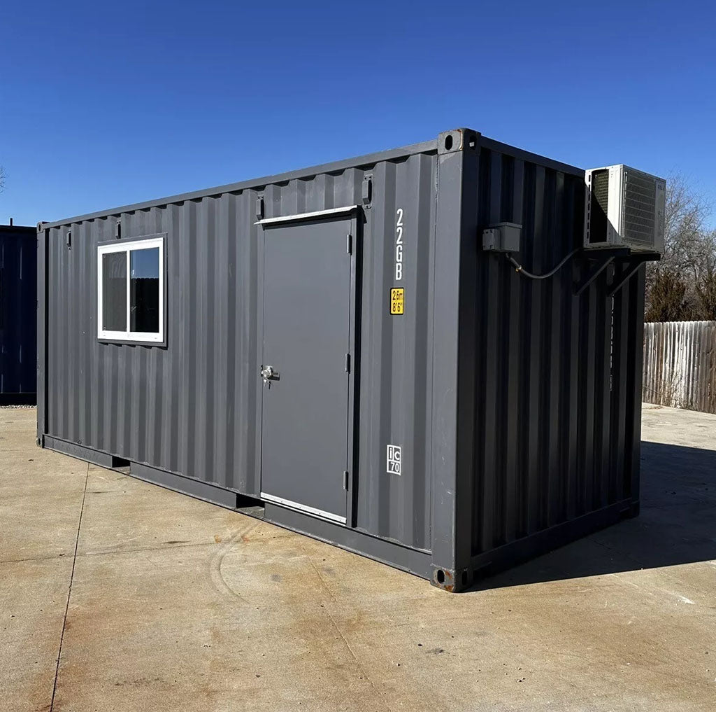 20 ft 20’ Slate Gray Shiplap 120V Shipping Container Office Minisplit image 0
