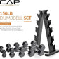 CAP Barbell Rubber Coated Dumbbell Weight Set with Vertical Rack | 100 lb, 150 lb, and 210 lb Options image 4