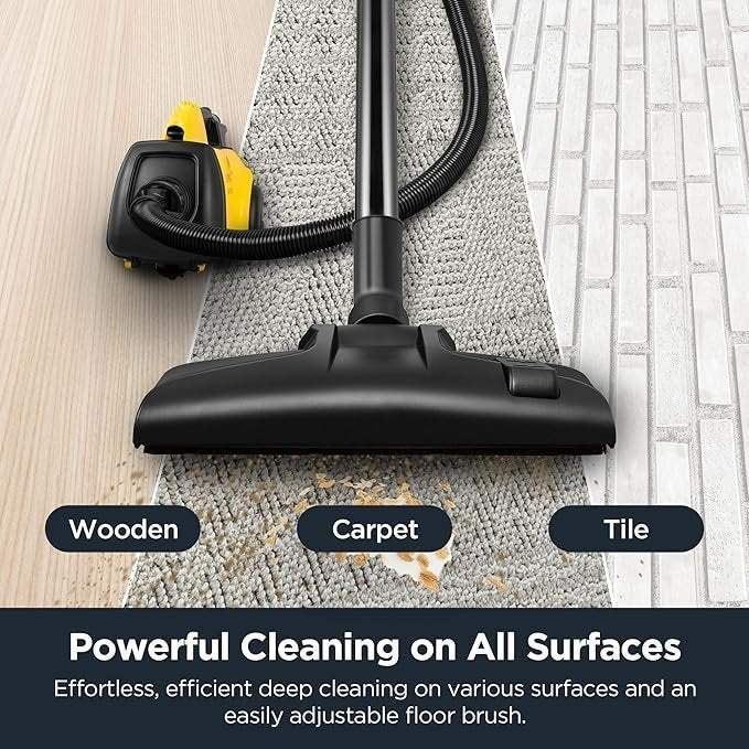 Eureka 3670M Canister Cleaner, Lightweight Powerful Vacuum for Carpets and Hard floors, w/ 5bags,Yellow image 1
