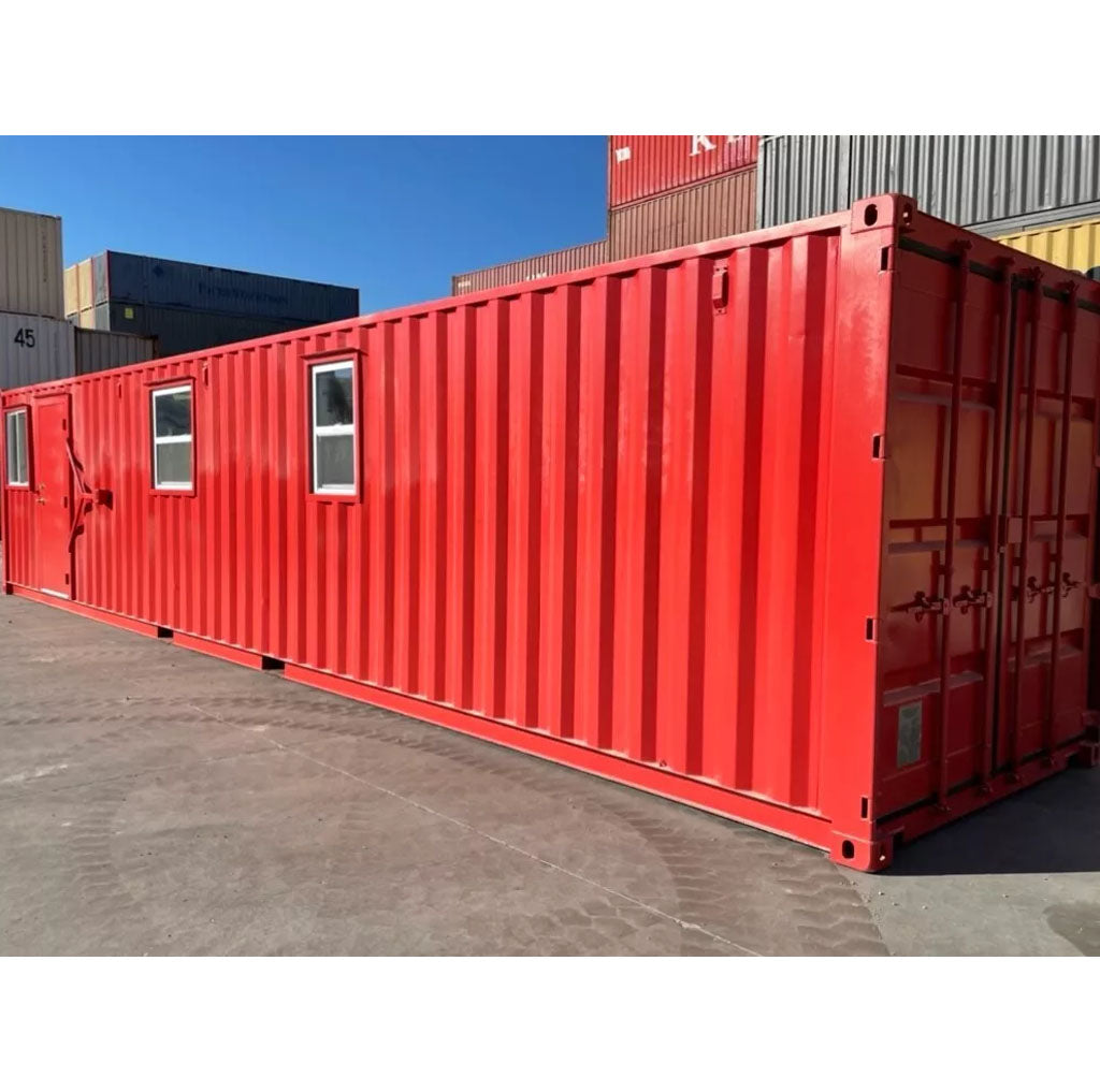 40FT Modified Shipping Container Office – 800 Sq Ft, Red, w/ Bathroom & Storage image 4