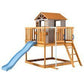 KizzParnrr Elevated kids playhouse made of fir wood with wave slide image 1