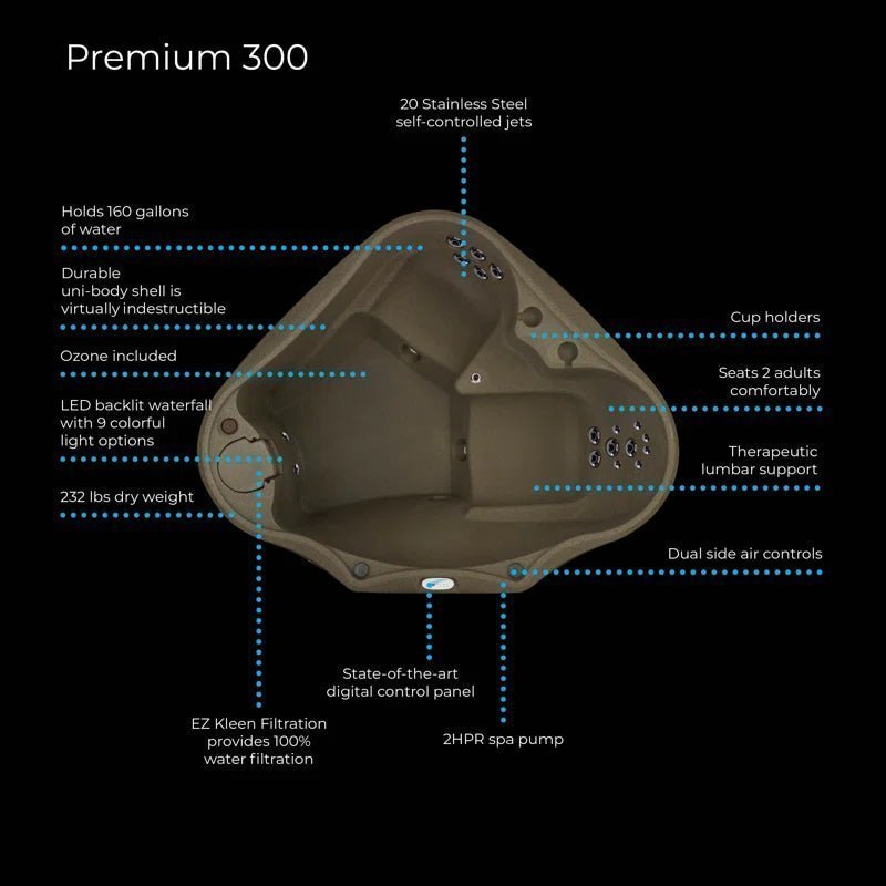 Premium AR300 2-Person 20-Jet Oval Plug & Play Hot Tub with Ozonator, Powered by Jacuzzi Pumps image 6