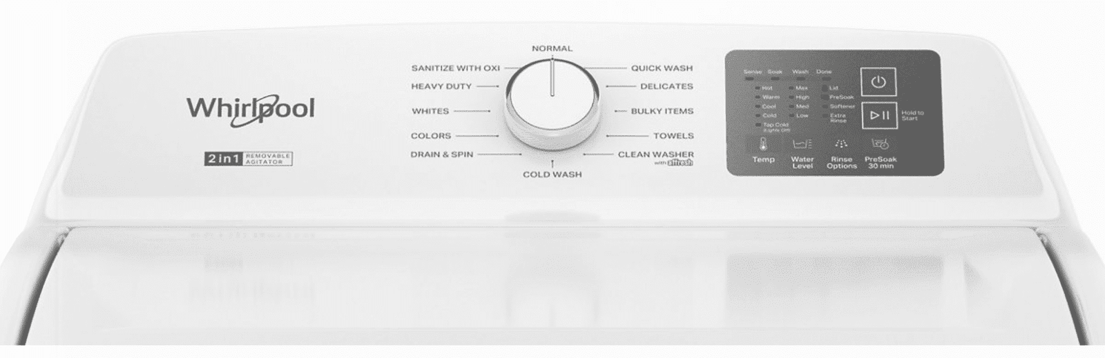 Whirlpool WTW4107SW 4.2 – 4.3 Cu. Ft Top Load Washer with 2-in-1 Removable Agitator, White image 1