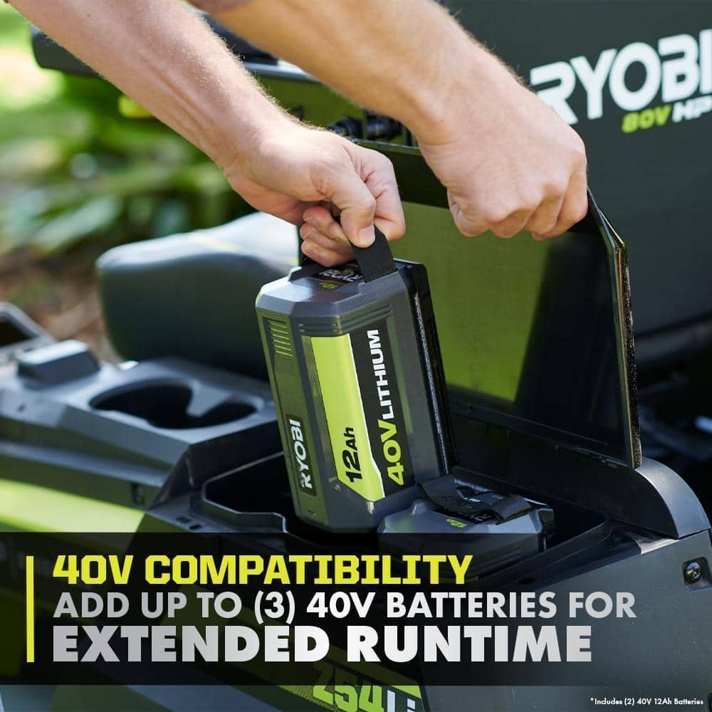 RYOBI 80V HP Brushless 42 in. Battery Electric Cordless Zero Turn Riding Mower Batteries and Charger 80V Batteries 40V image 5