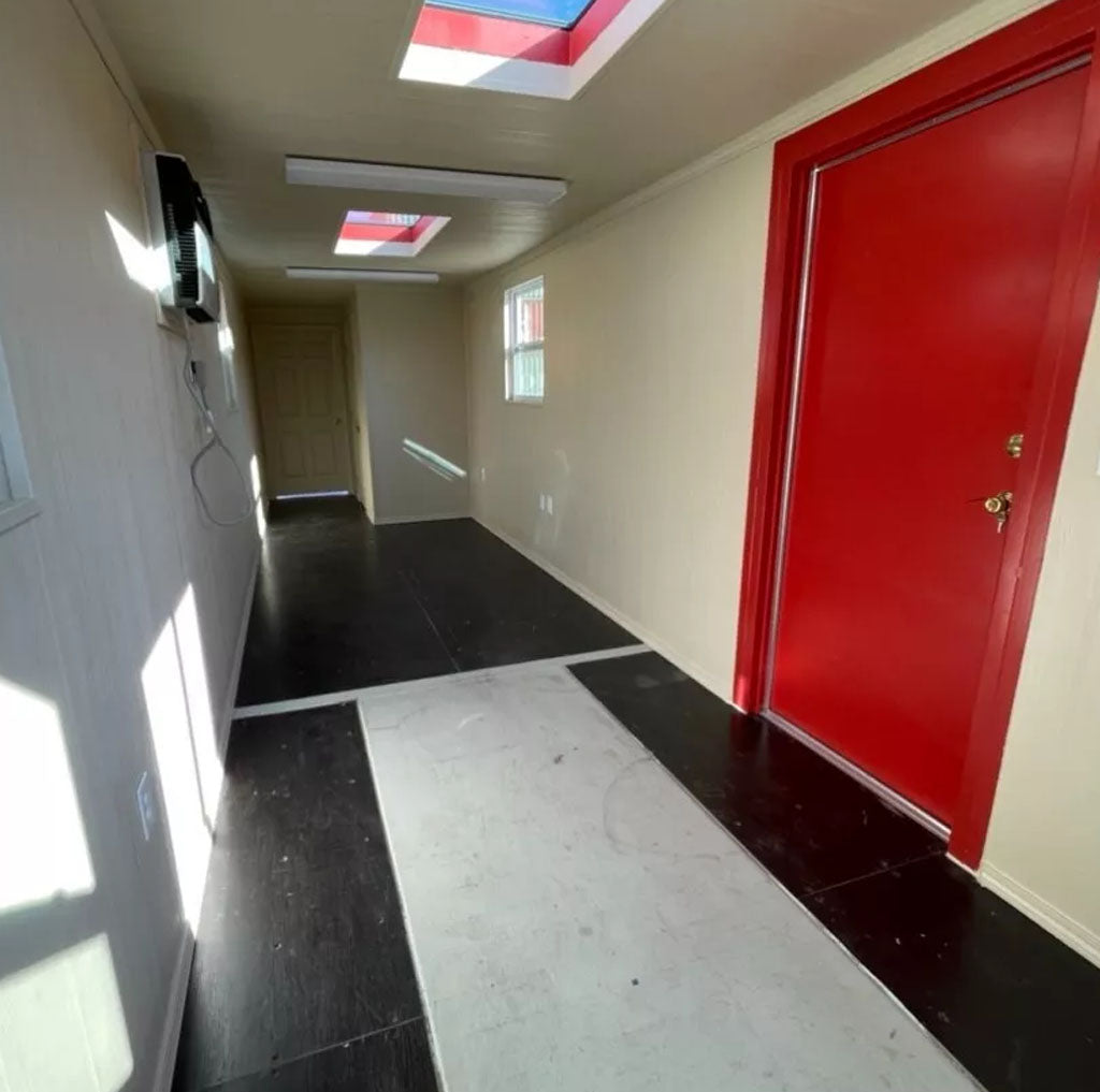 40FT Modified Shipping Container Office – 800 Sq Ft, Red, w/ Bathroom & Storage image 3